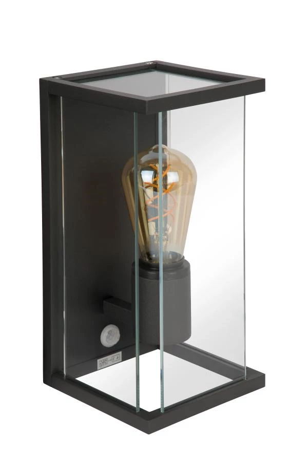 Lucide CLAIRE - Wandlamp Binnen/Buiten - 1xE27 - IP54 - Bewegingssensor - Antraciet - uit